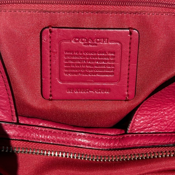 COACH LEXY Pink Oxblood Pebbled Leather Shoulder Tote Like Butter Soft 14x11x5D - Picture 12 of 16
